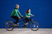 13 December 2016; 2016 Paralympic Discus silver medallist, Niamh McCarthy pilots for Paralympian Tandem Cyclist Peter Ryan at the announcement of the Irish Paralympic Sport Expo at the new National Indoor Arena on the National Sports Campus in Abbotstown. The free of charge day long event on January 14th 2017 will showcase a wide range of Paralympic sports in a bid to attract new people & potential talent with the vast majority of the 2016 Rio team in attendance. Photo by Sam Barnes/Sportsfile