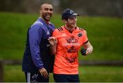 14 December 2016; Simon Zebo and Tyler Bleyendaal of Munster make their way out for squad training at the University of Limerick in Limerick. Photo by Diarmuid Greene/Sportsfile