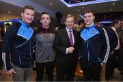 14 December 2016; An Taoiseach Enda Kenny T.D with from left Dublin footballer Ciaran Kilkenny, Mayo footballer Evan Regan and Dublin footballer John Small in attendance at the GPA agreement with Government on Government grants in Croke Park, Dublin. Photo by Matt Browne/Sportsfile
