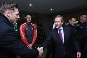 14 December 2016; An Taoiseach Enda Kenny T.D  with Dublin footballer Paul Flynn in attendance at the GPA agreement with Government on Government grants in Croke Park, Dublin. Photo by Matt Browne/Sportsfile