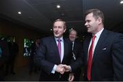 14 December 2016; An Taoiseach Enda Kenny T.D with GPA CEO Dessie Farrell in attendance at the GPA agreement with Government on Government grants in Croke Park, Dublin. Photo by Matt Browne/Sportsfile