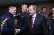 14 December 2016; An Taoiseach Enda Kenny T.D with Wicklow footballer John McGrath in attandence at the GPA agreement with Government on Government grants in Croke Park, Dublin. Photo by Matt Browne/Sportsfile