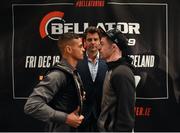 14 December 2016; Tom Duquesnoy, left, and Alan Philpot square off following the Bellator 169 & BAMMA 27 Press Conference in The Gibson Hotel, Dublin. Photo by David Fitzgerald/Sportsfile