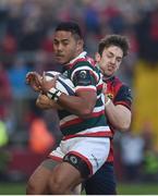 10 December 2016; Manu Tuilagi of Leicester Tigers is tackled by Darren Sweetnam of Munster during the European Rugby Champions Cup Pool 1 Round 3 match between Munster and Leicester Tigers at Thomond Park in Limerick. Photo by Diarmuid Greene/Sportsfile