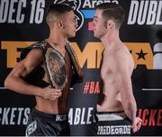 15 December 2016; Tom Duquesnoy, left, and Alan Philpott during the Bellator 169 & BAMMA 27 - Weigh Ins at 3 Arena in Dublin.  Photo by David Fitzgerald/Sportsfile