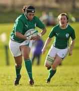 26 February 2011; Lauren Day, Ireland, with support from team-mate Mairead Kelly. Women's Six Nations Rugby Championship, Scotland v Ireland, Lasswade, Edinburgh, Scotland. Picture credit: Stephen McCarthy / SPORTSFILE