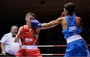 16 December 2016; Brendan Irvine of Ireland, left, in action against Ishmail Khan of England during their 52kg bout at the Ireland v England Boxing International in the National Stadium, Dublin. Photo by Piaras Ó Mídheach/Sportsfile