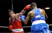 16 December 2016; Darren O’Neill of Ireland, left, in action against Chevron Clarke of England during their 91kg bout at the Ireland v England Boxing International in the National Stadium, Dublin. Photo by Piaras Ó Mídheach/Sportsfile