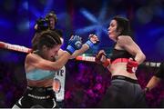 16 December 2016; Sinead Kavanagh, right, in action against Elina Kallionidou during their featherweight bout at Bellator 169 in the 3 Arena in Dublin. Photo by Ramsey Cardy/Sportsfile