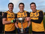 17 December 2016; Ulster players, from left, Stefan Campbell, Charlie Vernon and Tony Kernan celebrate after the GAA Interprovincial Football Championship Final match between Connacht and Ulster at Páirc Seán Mac Diarmada, Carrick-on-Shannon, Leitrim.  Photo by David Maher/Sportsfile