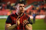 17 December 2016; Peter O'Mahony of Munster applauds the Leicester Tigers players off the pitch after the European Rugby Champions Cup Pool 1 Round 4 match between Leicester Tigers and Munster at Welford Road Stadium in Leicester, England. Photo by Diarmuid Greene/Sportsfile