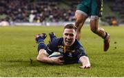 17 December 2016; Rory O'Loughlin of Leinster score his side's eight try during the European Rugby Champions Cup Pool 4 Round 4 match between Leinster and Northampton Saints at the Aviva Stadium, Dublin. Photo by Stephen McCarthy/Sportsfile