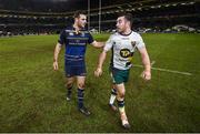 17 December 2016; Robbie Henshaw of Leinster and JJ Hanrahan of Northampton Saints following the European Rugby Champions Cup Pool 4 Round 4 match between Leinster and Northampton Saints at the Aviva Stadium, Dublin. Photo by Stephen McCarthy/Sportsfile