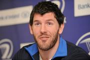 11 May 2011; Leinster's Shane Horgan speaking to the media during a press conference ahead of their Heineken Cup Final against Northampton Saints on Saturday the 21st of May. Leinster Rugby Press Conference, David Lloyd Riverview, Clonskeagh, Dublin. Picture credit: Barry Cregg / SPORTSFILE