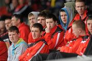 14 May 2011; Tyrone fans watching the game. Ulster GAA Hurling Senior Championship, First Round, Tyrone v Derry, Healy Park, Omagh, Co. Tyrone. Picture credit: Oliver McVeigh / SPORTSFILE