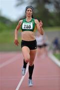 15 May 2011; Laura Keogh, An Riocht A.C., Co. Kerry, on her way to winning the Women's 1500m race. Woodie’s DIY AAI Games, Morton Stadium, Santry, Dublin. Picture credit: Barry Cregg / SPORTSFILE