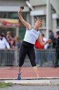 15 May 2011; Claire Fitzgerald, Tralee Harriers A.C., Co. Kerry, in action on her way to winning the Women's Shot Putt. Woodie’s DIY AAI Games, Morton Stadium, Santry, Dublin. Picture credit: Barry Cregg / SPORTSFILE