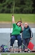 15 May 2011; Lorraine Regan, Paralympics Ireland, in action on her way to winning the Women's Seated Javelin. Woodie’s DIY AAI Games, Morton Stadium, Santry, Dublin. Picture credit: Barry Cregg / SPORTSFILE