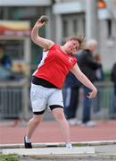 15 May 2011; Sophie Parkinson, Gowran A.C., Co. Kilkenny, in action during the Women's Shot Putt. Woodie’s DIY AAI Games, Morton Stadium, Santry, Dublin. Picture credit: Barry Cregg / SPORTSFILE