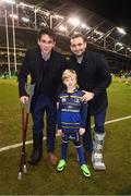 17 December 2016; Leinster matchday mascot Harry Lavin with Dave Kearney and Joey Carbery at the European Rugby Champions Cup Pool 4 Round 4 match between Leinster and Northampton Saints at the Aviva Stadium, Dublin. Photo by Stephen McCarthy/Sportsfile