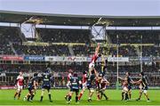 18 December 2016; Iain Henderson of Ulster wins possession in a lineout during the European Rugby Champions Cup Pool 5 Round 4 match between ASM Clermont Auvergne and Ulster at Stade Marcel-Michelin in Clermont-Ferrand, France. Photo by Ramsey Cardy/Sportsfile