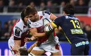 18 December 2016; Chris Henry of Ulster is tackled by Remi Lamerat of ASM Clermont Auvergne during the European Rugby Champions Cup Pool 5 Round 4 match between ASM Clermont Auvergne and Ulster at Stade Marcel-Michelin in Clermont-Ferrand, France. Photo by Ramsey Cardy/Sportsfile