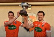 18 December 2016; Rory Grugan, left, and Aidan Forker of Armagh celebrate with the O'Fiaich cup after the O'Fiaich Cup Final game between Armagh and Tyrone at Oliver Plunkett Park in Crossmaglen, Co. Armagh. Photo by Oliver McVeigh/Sportsfile