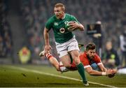 12 November 2016; Keith Earls of Ireland in action against DTH van der Merwe of Canada during the Autumn International match between Ireland and Canada at the Aviva Stadium in Dublin. Photo by Seb Daly/Sportsfile