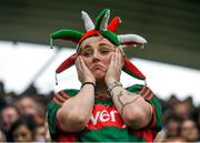18 September 2016; A Mayo supporter reacts to Dublin's second first-half goal during the GAA Football All-Ireland Senior Championship Final match between Dublin and Mayo at Croke Park in Dublin. Photo by Cody Glenn/Sportsfile