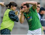 26 June 2016; Padraic Harnan of Meath gets help in replacing a contact lens by Dr. Anne Gilsenan during the Leinster GAA Football Senior Championship Semi-Final match between Dublin and Meath at Croke Park in Dublin. Photo by Piaras Ó Mídheach/Sportsfile