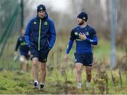 19 December 2016; Leinster backs coach Girvan Dempsey, left, and Jamison Gibson-Park, right, arrive ahead of squad training at UCD in Belfield, Dublin. Photo by Seb Daly/Sportsfile