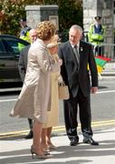 18 May 2011; HM Queen Elizabeth II is greeted by President Mary McAleese and Uachtarán CLG Criostóir Ó Cuana as she arrives for their visit to Croke Park. State Visit to Ireland by HM Queen Elizabeth II and HRH the Duke of Edinburgh, Croke Park, Dublin. Picture credit: Brian Lawless / SPORTSFILE
