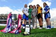 19 May 2011; MMI Group were today unveiled as the new sponsor of the Ladies Football Interprovincial Championship. In attendance at Croke Park ahead of this weekend’s action in the MMI Group Ladies Football Interprovincial Championship were Esme Murphy, Sales Manager, MMI Group, centre, with interprovincial players, from left, Tracey Leonard, Connacht, Clíodhna O'Connor, Leinster, Sinead McCleary, Ulster, and Elaine Harte, Munster. In addition to being the tournament sponsor, MMI Group is now the official medal supplier to the Association at National level. The MMI Group Ladies Football Interprovincial Championship throws in at 11am on Saturday in Páirc Chiaráin in Athlone with Leinster v Connacht and Ulster v Munster the first of the round robin games. MMI Group Announced as Ladies Football Interprovincial Championship Sponsor, Croke Park, Dublin. Picture credit: Brian Lawless / SPORTSFILE