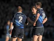13 May 2011; Brian O'Driscoll, Leinster, speaking with team-mates Richardt Strauss, left, and Jonathan Sexton, right. Celtic League Semi-Final, Leinster v Ulster, RDS, Ballsbridge, Dublin. Photo by Sportsfile