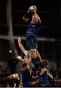 17 December 2016; Rhys Ruddock of Leinster wins the ball from a lineout during the European Rugby Champions Cup Pool 4 Round 4 match between Leinster and Northampton Saints at the Aviva Stadium, Dublin. Photo by Sam Barnes/Sportsfile