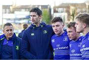 21 December 2016; Trevor Hogan head coach of the Leinster under-20 team with Simon Broughton backs coach and his players after the match between Leinster Development XV and Ireland Under-20 XV at Donnybrook Stadium in Dublin. Photo by Matt Browne/Sportsfile