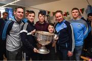 25 December 2016; Dublin manager Jim Gavin,  team captain Stephen Cluxton, with Joe, Bob, and Suzanne Tuohy, from Castlebar Mitchells, with the Sam Maguire Cup during a visit by the Dublin players to Beaumont Hospital in Beaumount, Dublin. Joe, Bob and Suzanne were in the hopspital to visit their sister Lucy who is a patient.  Photo by Ray McManus/Sportsfile