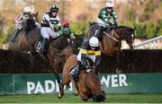 26 December 2016; Powersbomb, centre, with Mikey Fogarty up, falls at the last fence during the 'Bet Through Racing Post App' Handicap Steeplechase during day one of the Leopardstown Christmas Festival in Leopardstown, Dublin. Photo by Seb Daly/Sportsfile