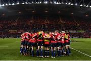 26 December 2016; The Leinster team wear t-shirts bearing the Number 8 of the late Munster head coach Anthony Foley ahead of the Guinness PRO12 Round 11 match between Munster and Leinster at Thomond Park in Limerick. Photo by Brendan Moran/Sportsfile