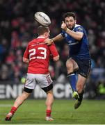 26 December 2016; Barry Daly of Leinster in action against Andrew Conway of Munster during the Guinness PRO12 Round 11 match between Munster and Leinster at Thomond Park in Limerick. Photo by Brendan Moran/Sportsfile