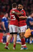 26 December 2016; Francis Saili, right, is greeted by his Munster team-mate Andrew Conway on his retrun to action following an injury layoff during the Guinness PRO12 Round 11 match between Munster and Leinster at Thomond Park in Limerick. Photo by Stephen McCarthy/Sportsfile