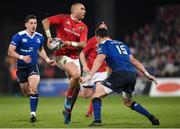 26 December 2016; Simon Zebo of Munster is tackled by Zane Kirchner of Leinster during the Guinness PRO12 Round 11 match between Munster and Leinster at Thomond Park in Limerick. Photo by Diarmuid Greene/Sportsfile