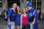 21 May 2011; Leinster supporters, from left, Phil Conway, Bevin Molloy, Emma Bailey and Richard Andrewcetti, all from Blackrock, Dublin, at the game. Heineken Cup Final, Leinster v Northampton Saints, Millennium Stadium, Cardiff, Wales. Picture credit: Brendan Moran / SPORTSFILE