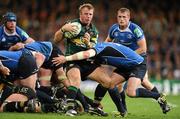 21 May 2011; Roger Wilson, Northampton Saints, is tackled by Shane Jennings, Leinster. Heineken Cup Final, Leinster v Northampton Saints, Millennium Stadium, Cardiff, Wales. Picture credit: Brendan Moran / SPORTSFILE