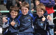 22 May 2011; Supporting Wicklow are brothers, from left, Mark, aged 8, Conor, aged 13, and Cian O'Brien, aged 9, from Wicklow Town. Leinster GAA Football Senior Championship First Round, Kildare v Wicklow, O'Moore Park, Portlaoise, Co. Laois. Picture credit: Barry Cregg / SPORTSFILE