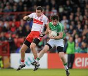 22 May 2011; Barry Mulrone, Fermanagh, in action against Caolan O'Boyle, Derry. Ulster GAA Football Senior Championship Quarter-Final, Derry v Fermanagh, Celtic Park, Derry. Picture credit: Oliver McVeigh / SPORTSFILE