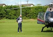 22 May 2011; The Westmeath manager, Brian Hanley,  who arrived for the game in a helicopter. Leinster GAA Hurling Senior Championship First Round, Carlow v Westmeath, Dr. Cullen Park, Carlow. Picture credit: Ray McManus / SPORTSFILE