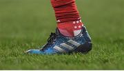 26 December 2016; A detailed view of a tribute to the late Anthony 'Axel' Foley on the boots of Simon Zebo of Munster during the Guinness PRO12 Round 11 match between Munster and Leinster at Thomond Park in Limerick. Photo by Brendan Moran/Sportsfile