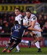 23 December 2016; Stuart McCloskey of Ulster is tackled by Jack Carty of Connacht during the Guinness PRO12 Round 11 match between Ulster and Connacht at the Kingspan Stadium in Belfast. Photo by Ramsey Cardy/Sportsfile