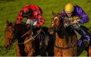 28 December 2016; Eventual winner Electric Concorde, right, with David Mullins up, races past Mydor, with Patrick Corbett up, on their way to winning the Pertempts Network Handicap Hurdle Hurdle during day three of the Leopardstown Christmas Festival in Leopardstown, Dublin. Photo by Cody Glenn/Sportsfile